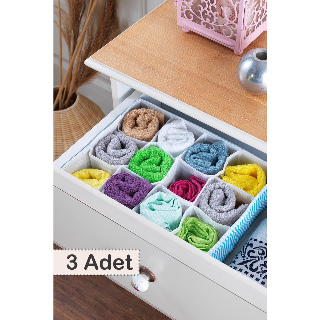 MaisonArt 3 Adet | Home 12 Bölmeli Çekmece Içi Düzenleyici | Organizer Beyaz/mavi Diğer Fiyatı