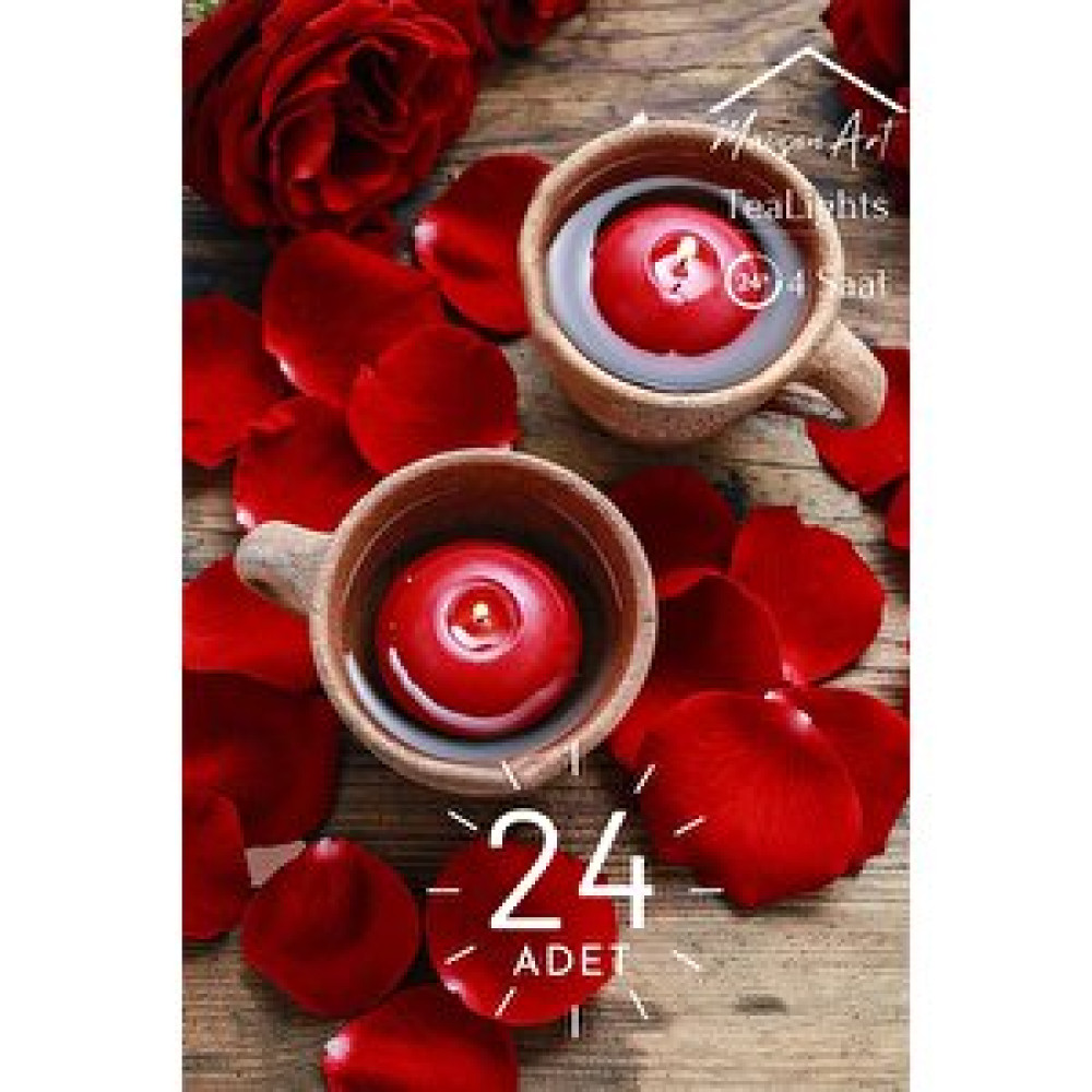 MaisonArt Float | Kırmızı 24 Adet Yüzen Mum | 4 Saat Yanan Tea Light Mum | Kokusuz Terapi Mumu Dekoratif Mum Fiyatı