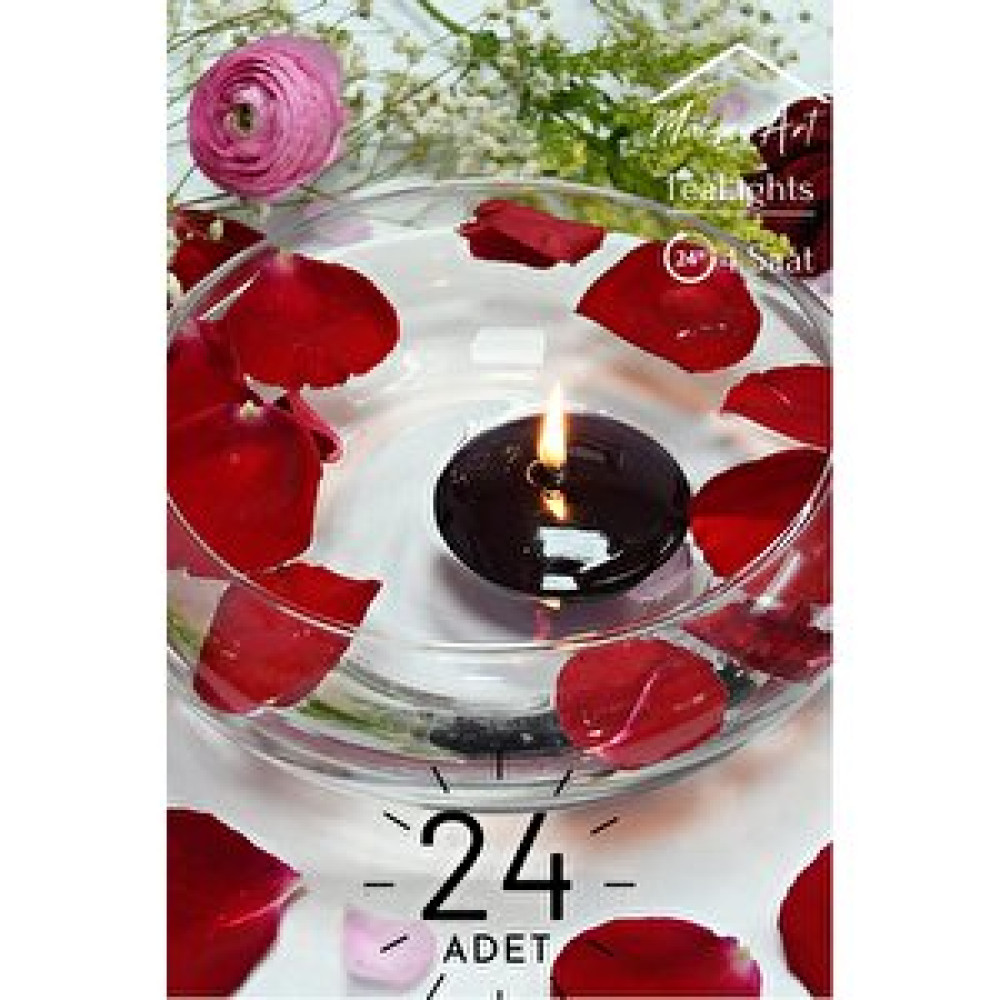 MaisonArt Float | Siyah 24 Adet Yüzen Mum | 4 Saat Yanan Tea Light Mum | Kokusuz Terapi Mumu Dekoratif Mum Fiyatı