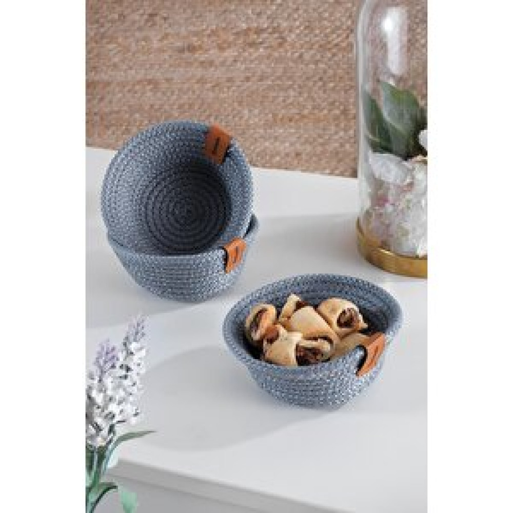 MaisonArt Mini | 3 Adet Çerezlik Kuru Pasta Sepeti | Çok Amaçlı El Yapımı Sepet Mavi Sepet Fiyatı