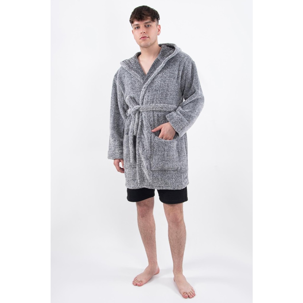 MaisonArt Plain Unisex Sabahlık Bornoz Wellsoft Peluş Kapşunlu Erkek Kadın Sabahlık - S - M - Gri Anne Bebek Oyuncak Fiyatı