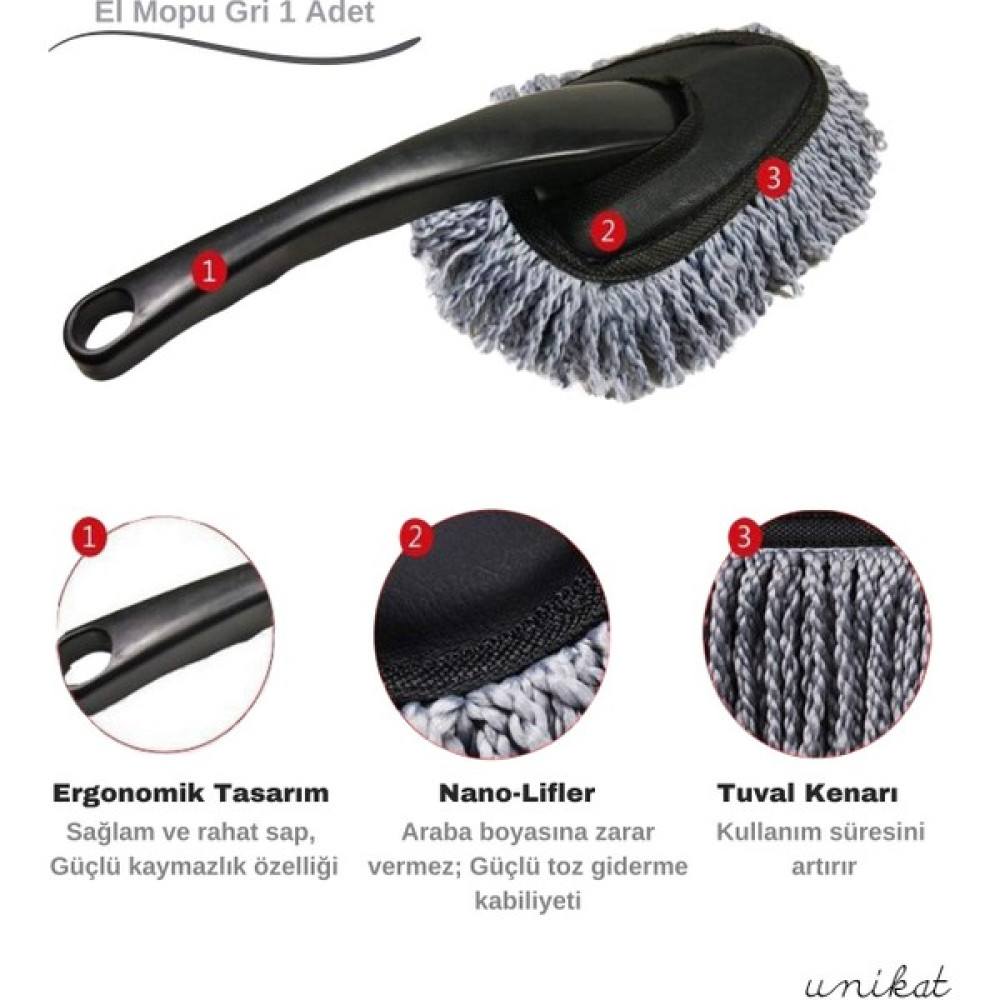 Makarna El Mopu Mini Mikrofiber Toz Alma ve Islak-Kuru Temizleme Fırçası 1 Adet Gri Oto Yıkama Ürünleri Fiyatı
