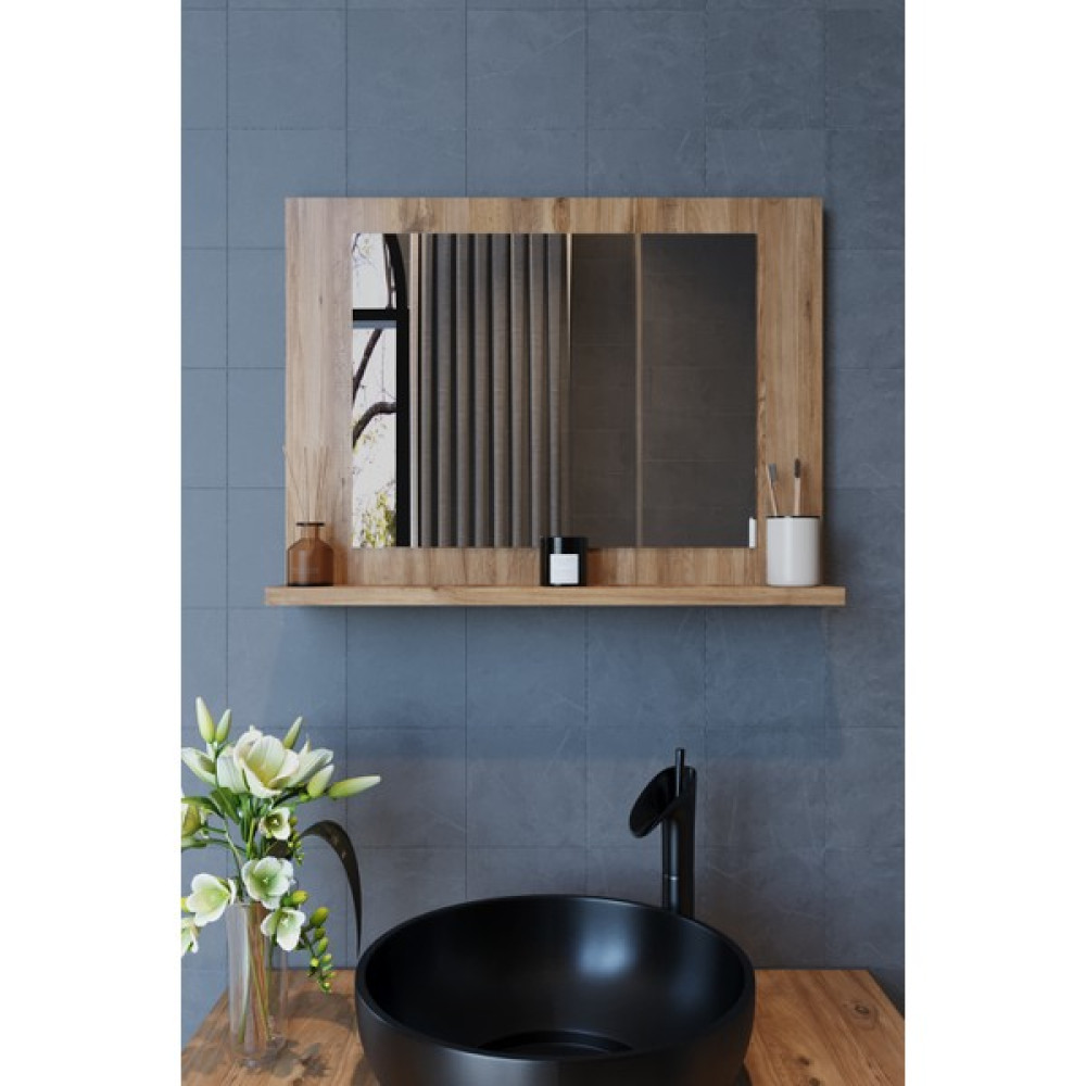 Makbulce Yakut DRESUAR,60X45 Raflı Banyo Aynası Atlantik Çam Banyo Aynası Fiyatı