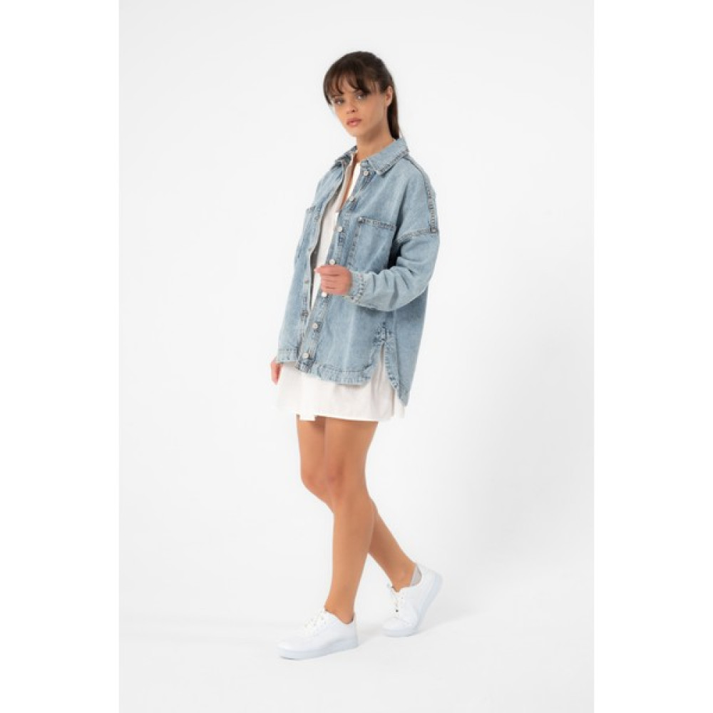 Make It Cool Kadın Cep Detaylı Denim Oversize Jean Ceket Bayan Ceket Fiyatı