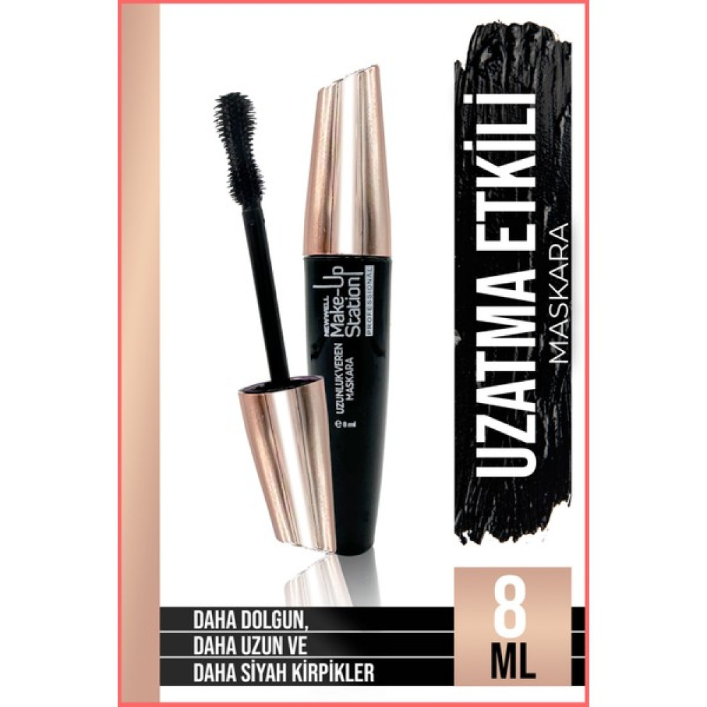 Make Up Station Uzunluk Veren Maskara 8 ML - Black Rimeller / Maskaralar Fiyatı