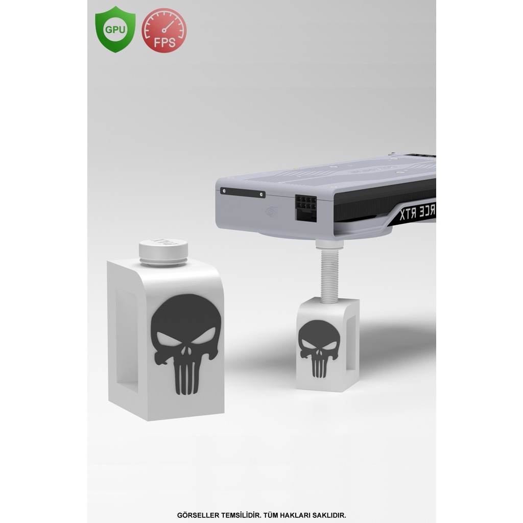 Makerpax Ayarlanabilir Ekran Kartı Tutucu - Ekran Kartı Destek Aparatı Punisher Beyaz Ekran Kartları Fiyatı