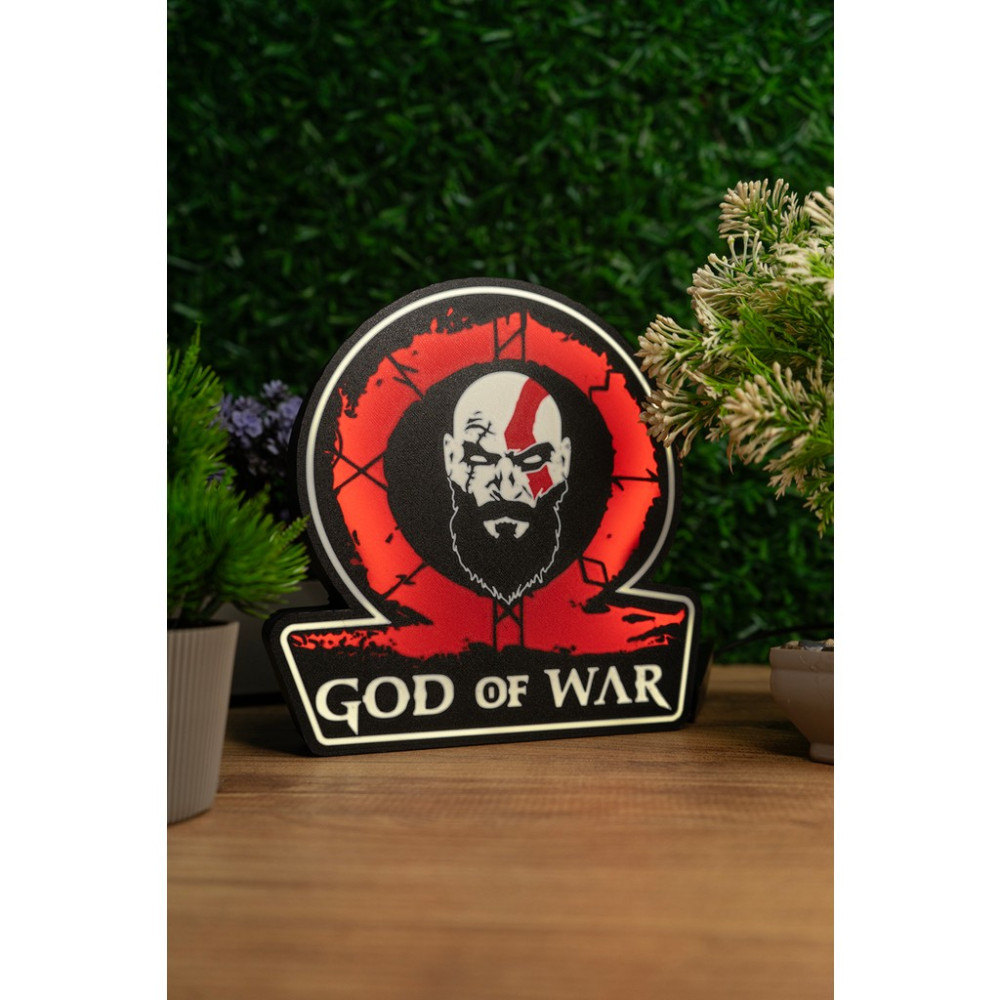 Makerpax God Of War Lightbox – USB LED Işıklı Masa Lambası | LED Gece Lambası | Gaming Dekor - 21CM - 001-Renkli Ofis Masa Lambası Fiyatı