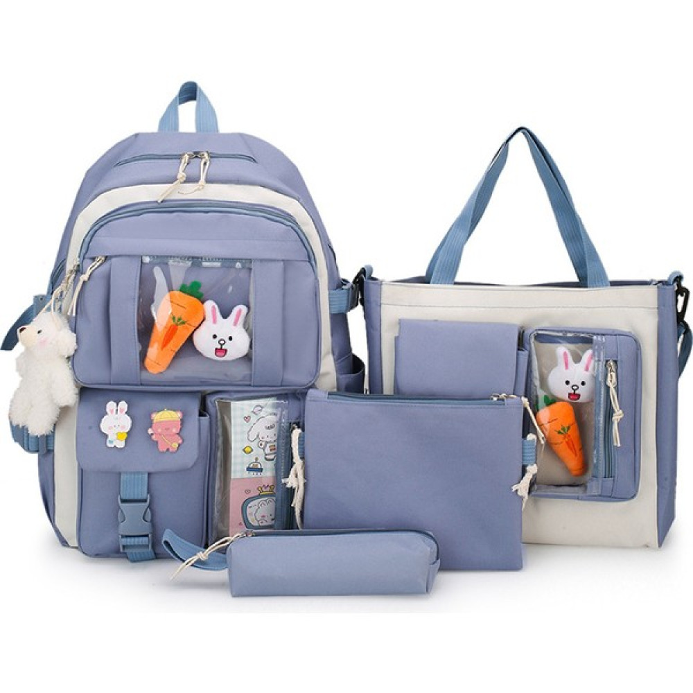 Makerr Açık Sırt Çantası Büyük Kapasiteli Okul Çantası 4 Parçalı Set (Yurt Dışından) - Mavi - 1 Oto Boyaları Fiyatı