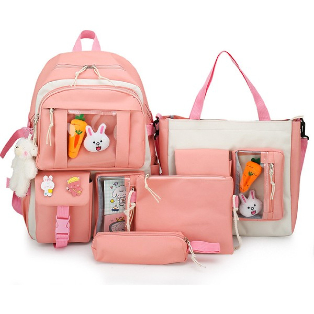Makerr Açık Sırt Çantası Büyük Kapasiteli Okul Çantası 4 Parçalı Set (Yurt Dışından) - Pembe - 1 Oto Boyaları Fiyatı