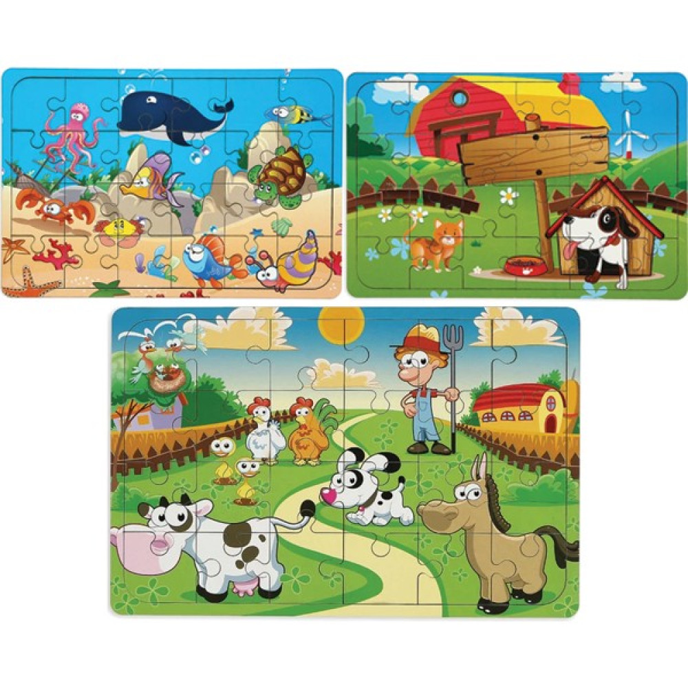 Maketçiniz 3 Adet Ahşap 24 Parça Eğitici Yapboz Puzzle Eğitici Oyuncak Fiyatı