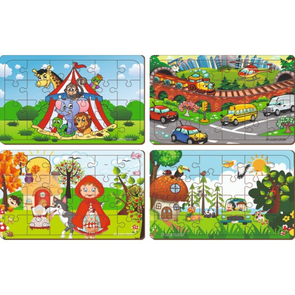 Maketçiniz 4 Adet 24 Parça Ahşap Puzzle Yapboz Set-7 Bebek Oyuncakları Fiyatı