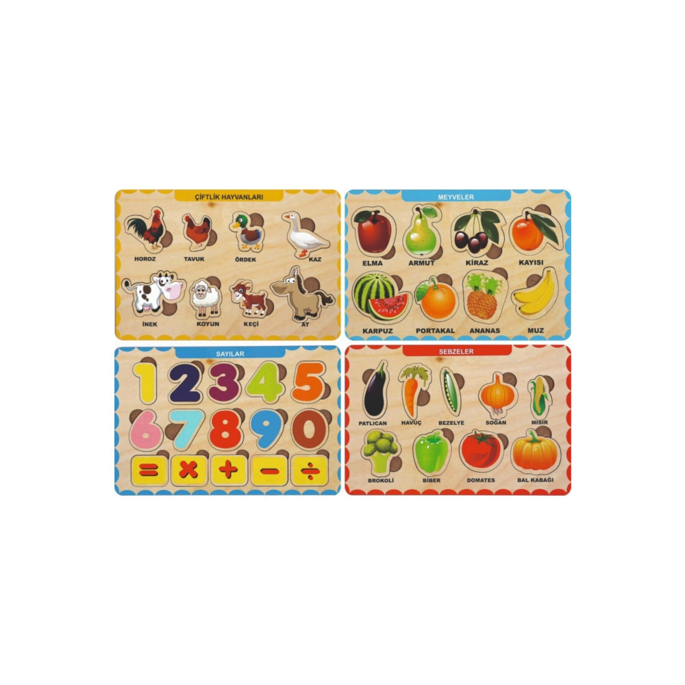 MAKETÇİNİZ 4 Adet Ahşap Bul Tak Eğitici Yapboz Puzzle Seti 4 Puzzle & Aksesuarları Fiyatı