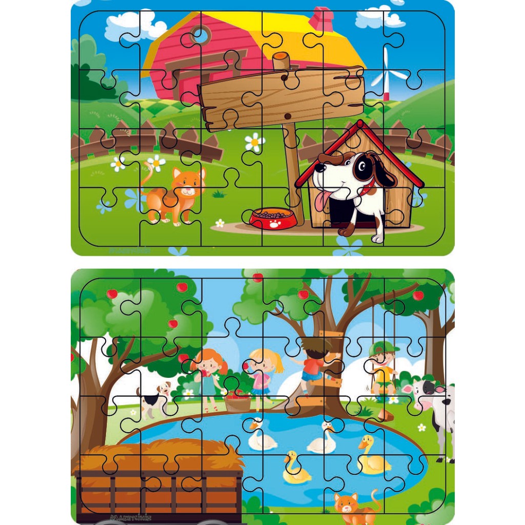 Maketçiniz Ahşap 24 Parça Eğitici 2 Adet Yapboz Puzzle Seti Anne Bebek Oyuncak Fiyatı