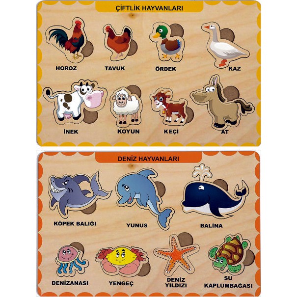 Maketçiniz Ahşap Bul Tak Eğitici 2 Adet Yapboz Puzzle Seti Anne Bebek Oyuncak Fiyatı