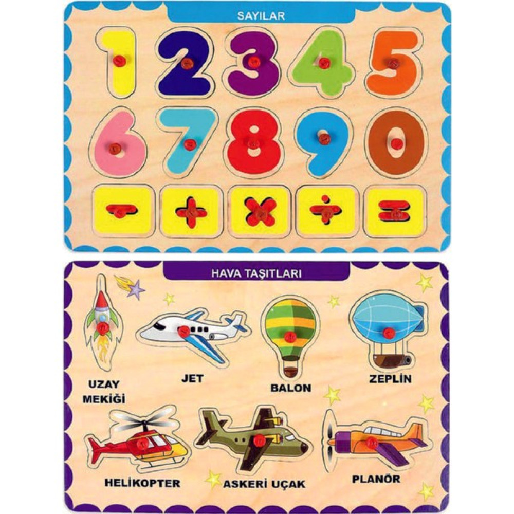 Maketçiniz Ahşap Tutmalı Eğitici 2 Adet Yapboz Puzzle Set Bebek Oyuncakları Fiyatı