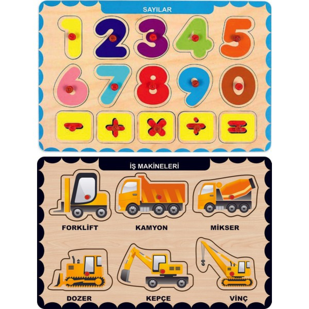 Maketçiniz Ahşap Tutmalı Eğitici 2 Adet Yapboz Puzzle Seti Bebek Oyuncakları Fiyatı