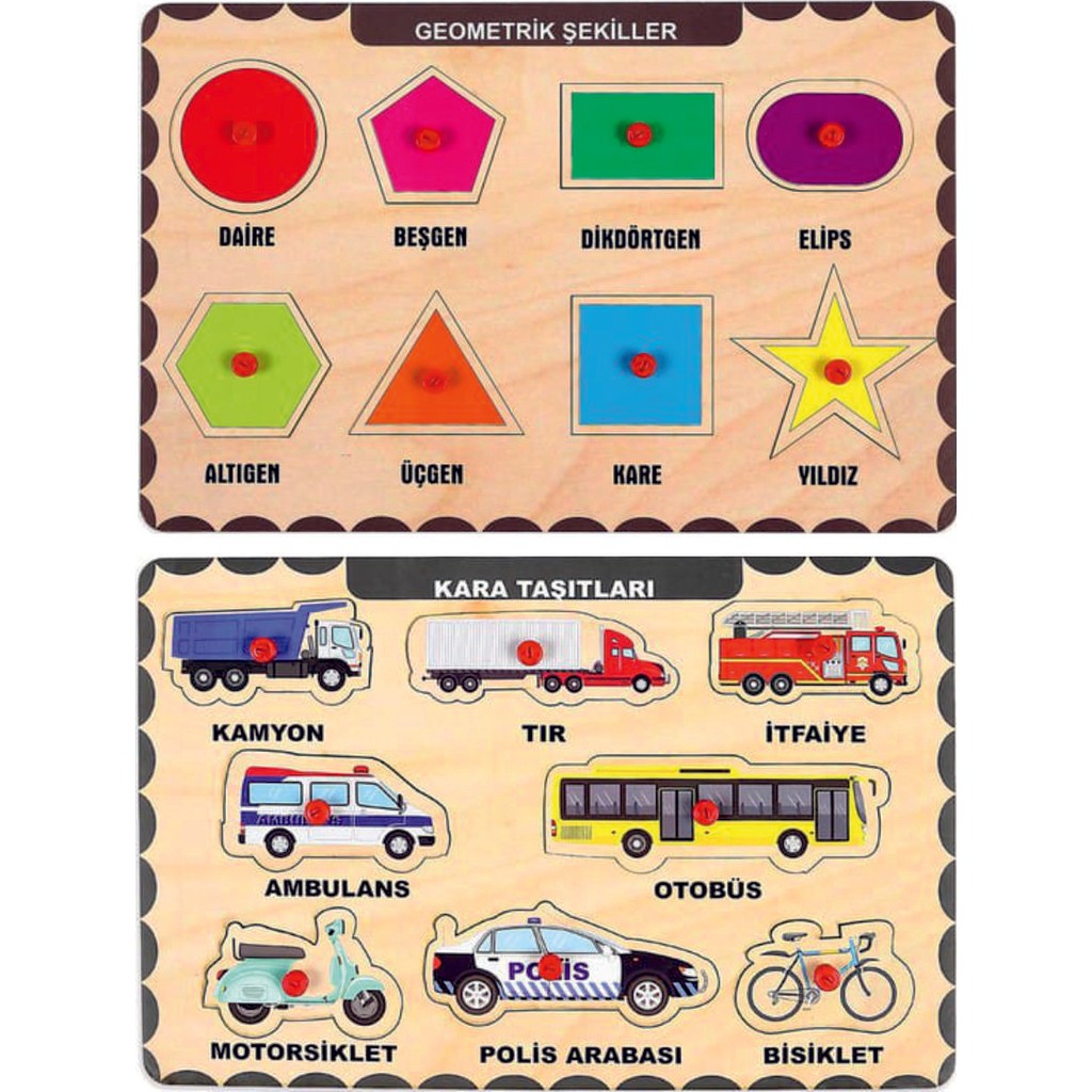 Maketçiniz Ahşap Tutmalı Eğitici 2 Adet Yapboz Puzzle Seti Anne Bebek Oyuncak Fiyatı