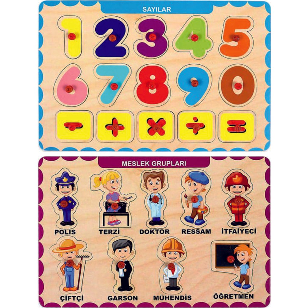 Maketçiniz Ahşap Tutmalı Eğitici 2 Adet Yapboz Puzzle Seti Anne Bebek Oyuncak Fiyatı