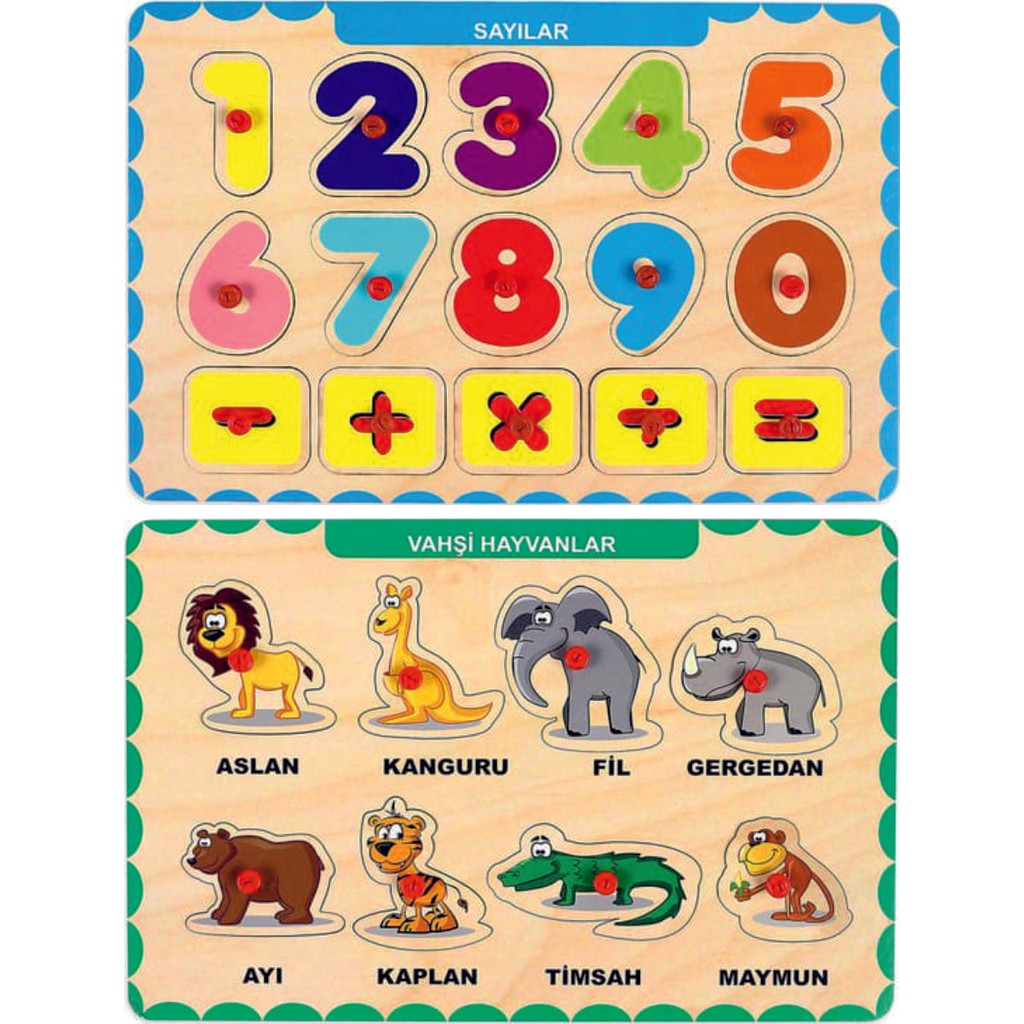 Maketçiniz Ahşap Tutmalı Eğitici 2 Adet Yapboz Puzzle Seti Anne Bebek Oyuncak Fiyatı