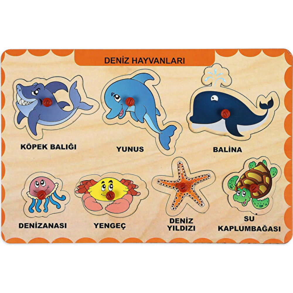 Maketçiniz Ahşap Tutmalı Eğitici Yapboz Deniz Hayvanları Bebek Oyuncakları Fiyatı