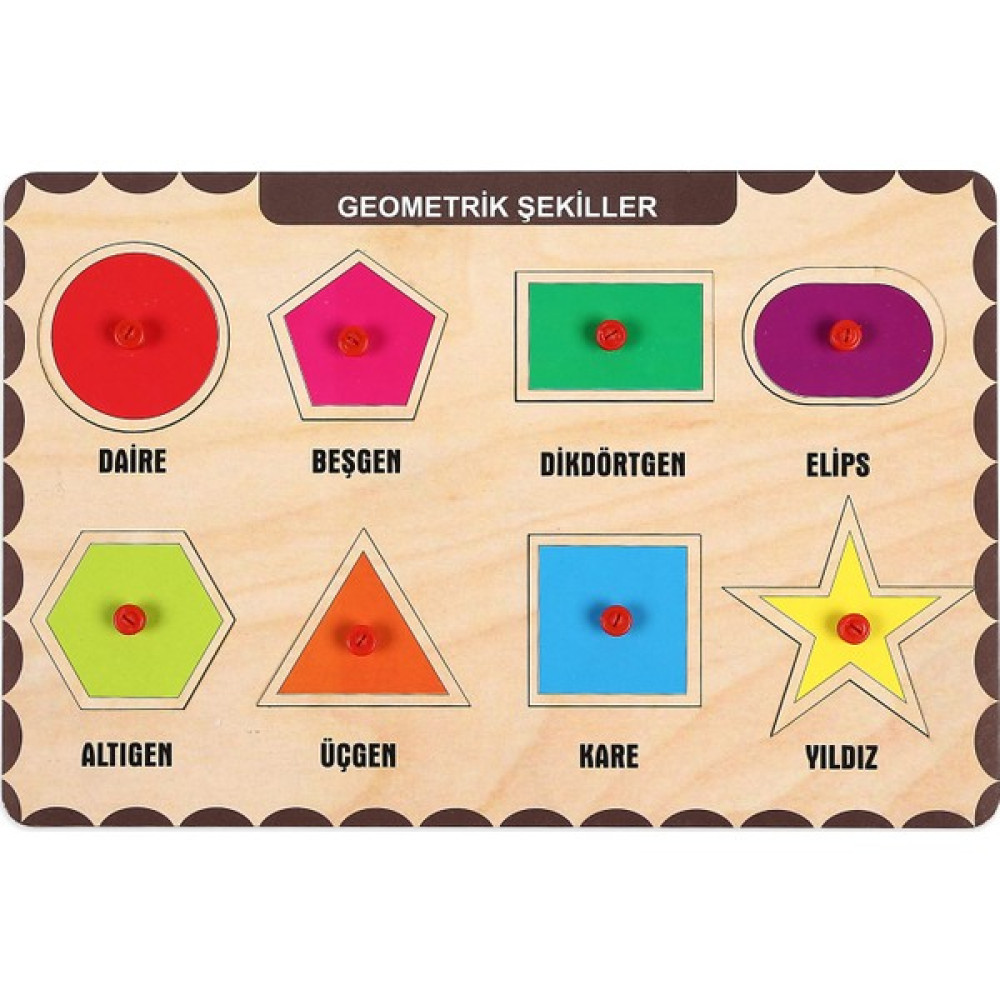Maketçiniz Ahşap Tutmalı Eğitici Yapboz Geometrik Şekiller Bebek Oyuncakları Fiyatı