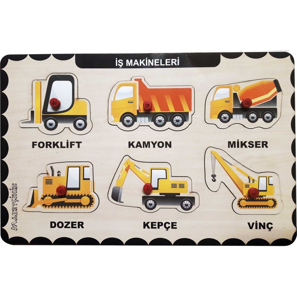 Maketçiniz Ahşap Tutmalı Eğitici Yapboz Iş Makinaları Ahşap Oyuncaklar Fiyatı