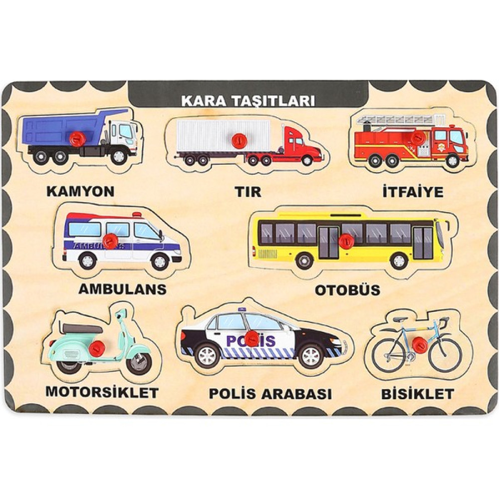 Maketçiniz Ahşap Tutmalı Eğitici Yapboz Kara Taşıtları Bebek Oyuncakları Fiyatı