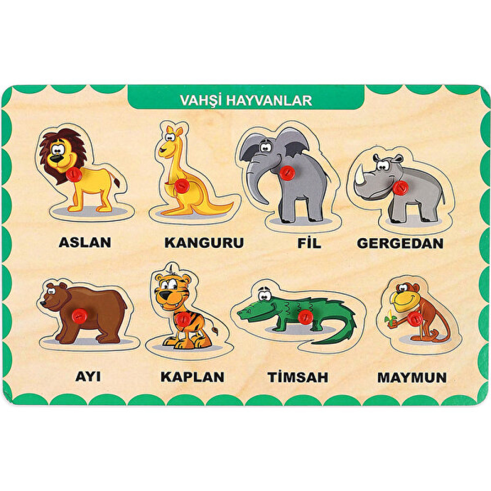 Maketçiniz Ahşap Tutmalı Eğitici Yapboz Vahşi Hayvanlar Bebek Oyuncakları Fiyatı