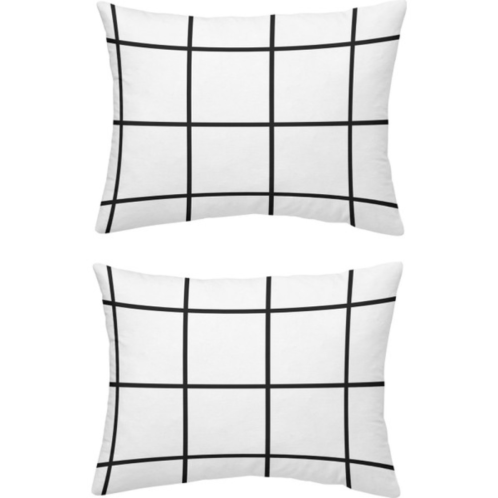 Maki Pamuk Kareler 2 Adet 50X70 Yastık Kılıfı - 50 x 70 cm - Beyaz - Siyah Yastık Kılıfı Fiyatı