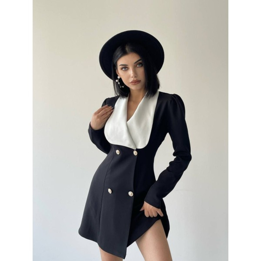 Maki Wear Atlas Kumaş Ceket Geniş Yaka Uzun Kollu Siyah Ceket Elbise Elbise Fiyatı
