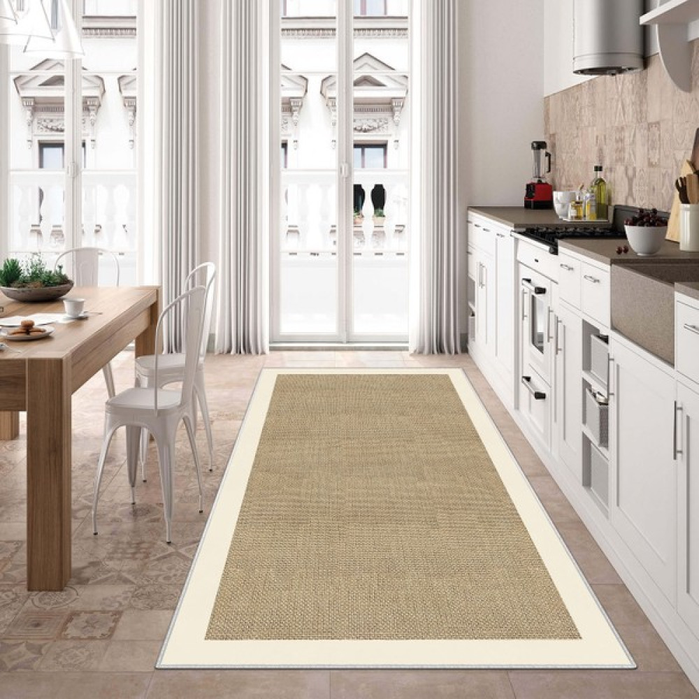 Makinede Yıkanabilir Kaymaz Taban Leke Tutmaz Salon Halısı Mutfak Halısı ve Yolluk - Bej - 120 x 300 cm Salon Halısı Fiyatı