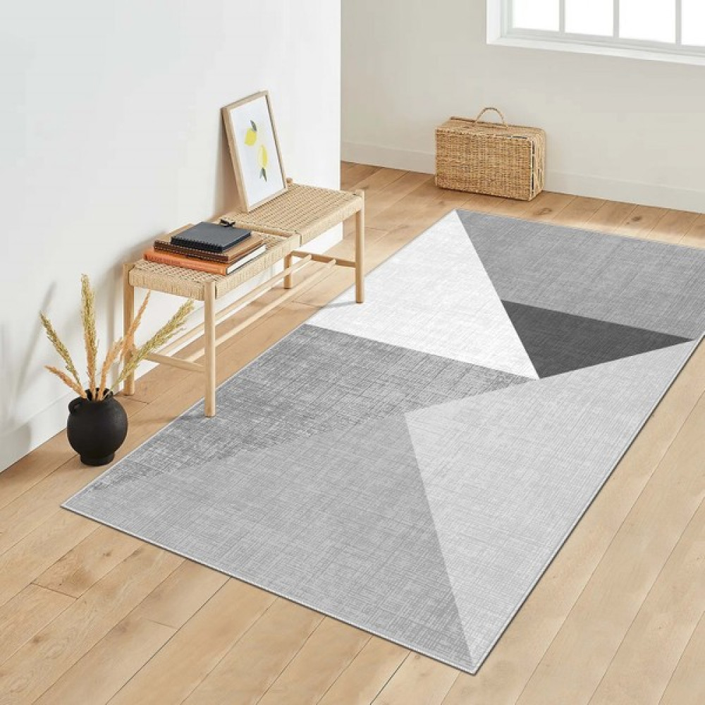 Makinede Yıkanabilir Kaymaz Taban Leke Tutmaz Salon Halısı Mutfak Halısı ve Yolluk - Gri - 40 x 60 cm Salon Halısı Fiyatı