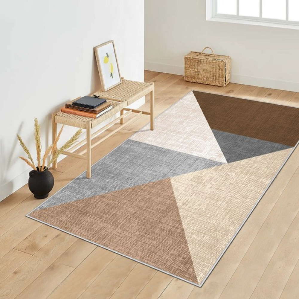 Makinede Yıkanabilir Kaymaz Taban Leke Tutmaz Salon Halısı Mutfak Halısı ve Yolluk - Kahverengi - 40 x 60 cm Salon Halısı Fiyatı