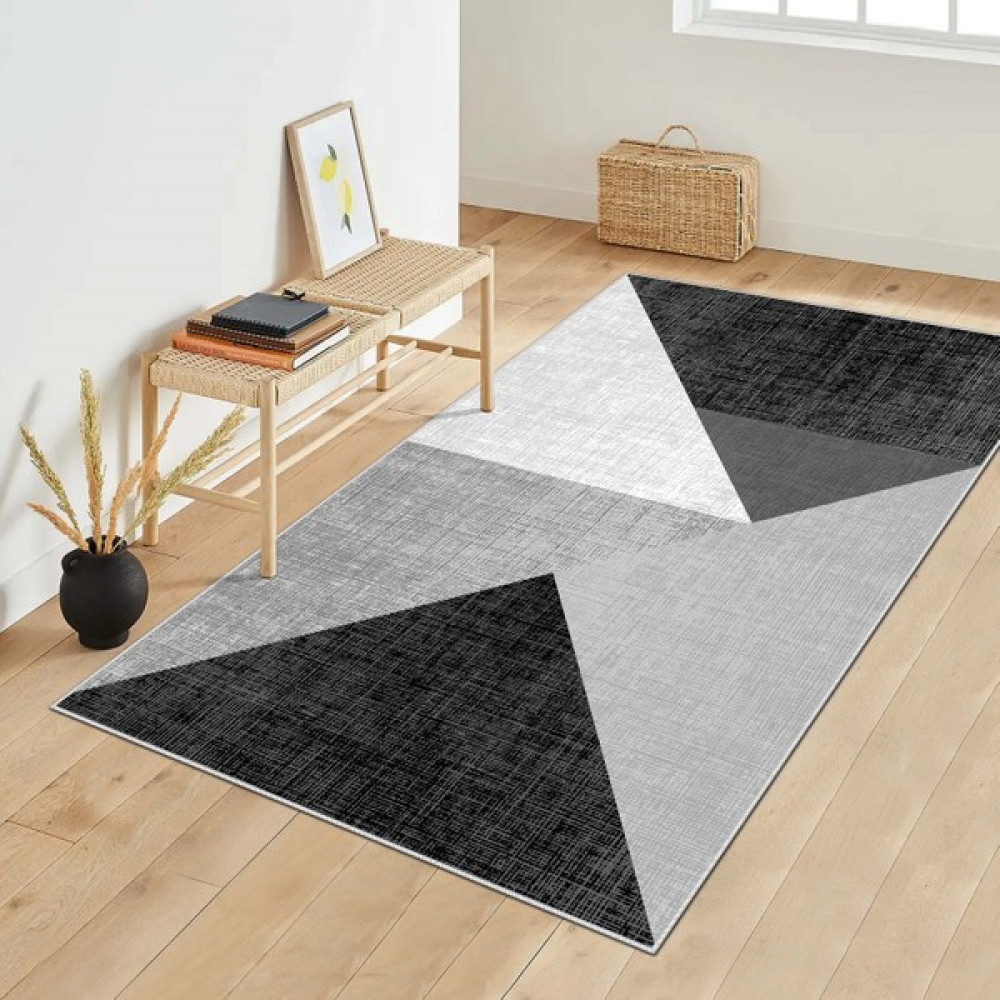 Makinede Yıkanabilir Kaymaz Taban Leke Tutmaz Salon Halısı Mutfak Halısı ve Yolluk - Siyah - 120 x 300 cm Salon Halısı Fiyatı