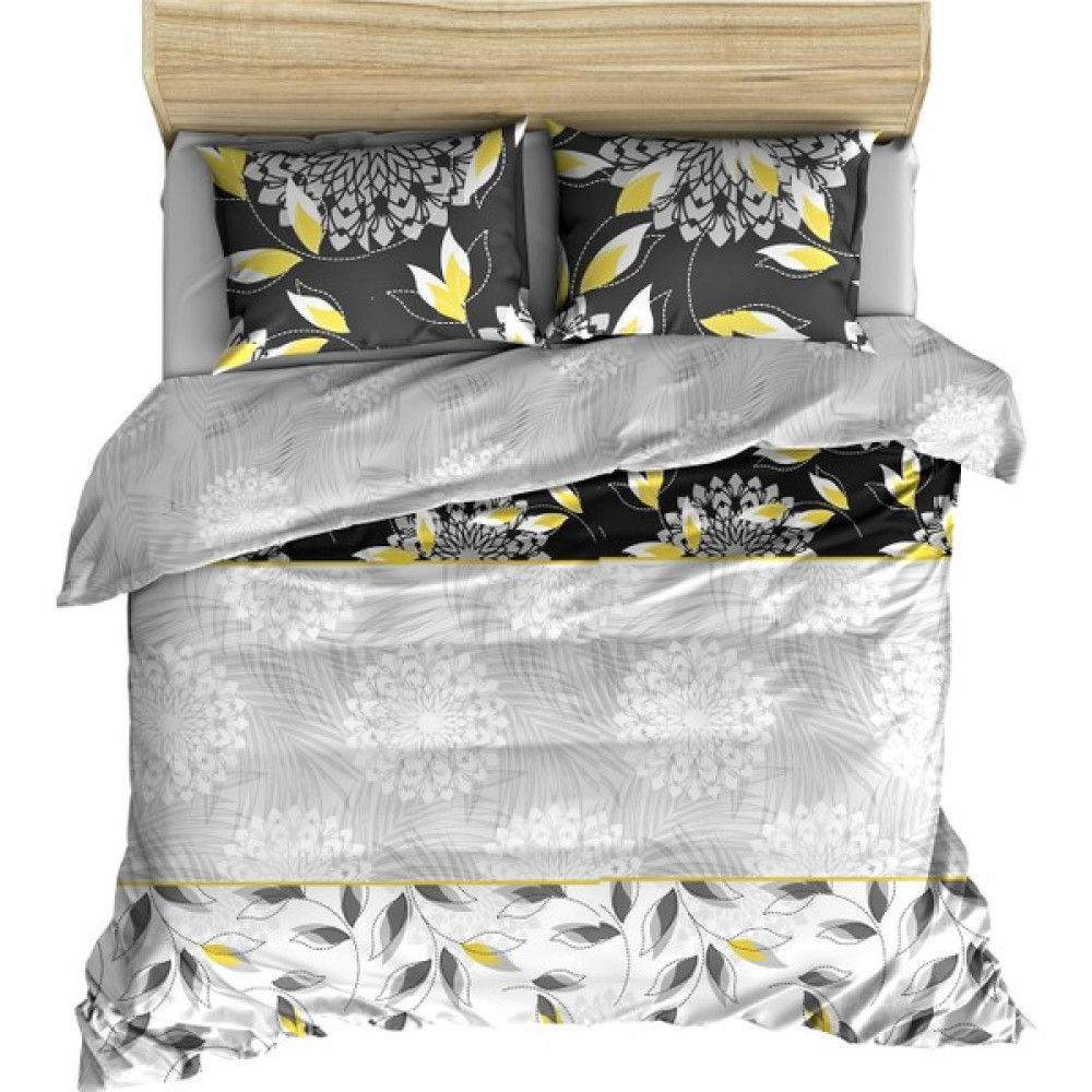 Makiteks %100 Pamuklu Çiçekli Philip 200X220+2*(50X70) Çift Kişilik Nevresim ve Yastık Kılıfı Seti - Gri - Siyah - 200 x 220 cm Nevresim Takımı Fiyatı
