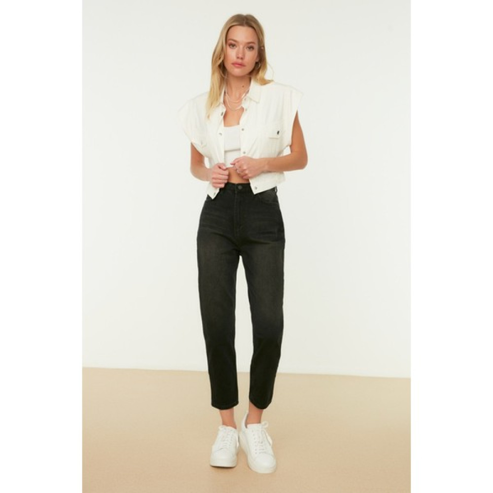 Makras Exclusive Mary Jane Antrasit Yüksek Bel Mom Jeans Erkek Jeans / Kot Pantolon Fiyatı