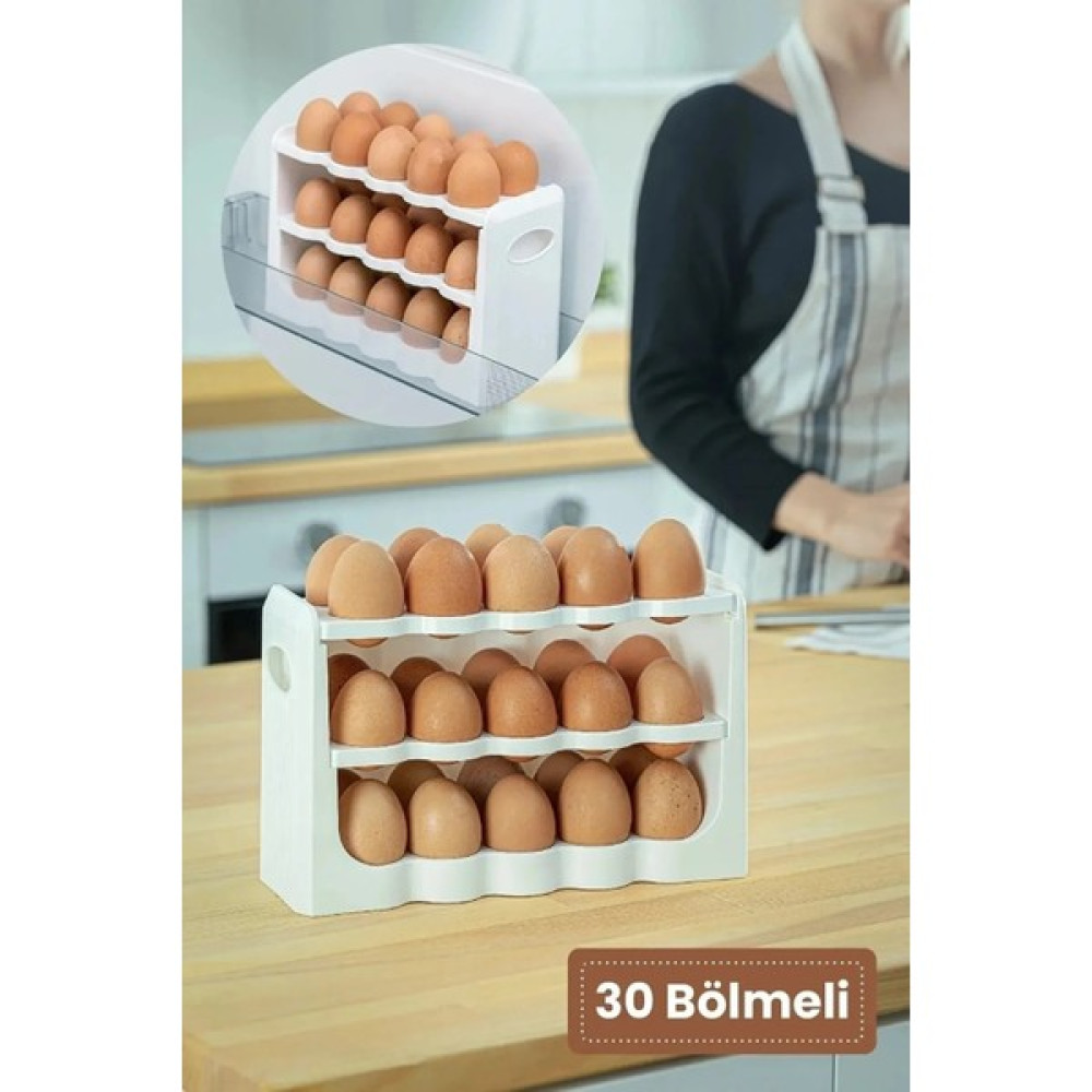 Makro Ev 30 Bölmeli Yumurtalık 3 Katlı Yumurta Rafı Saklama Kabı Beyaz Saklama Kapları Fiyatı
