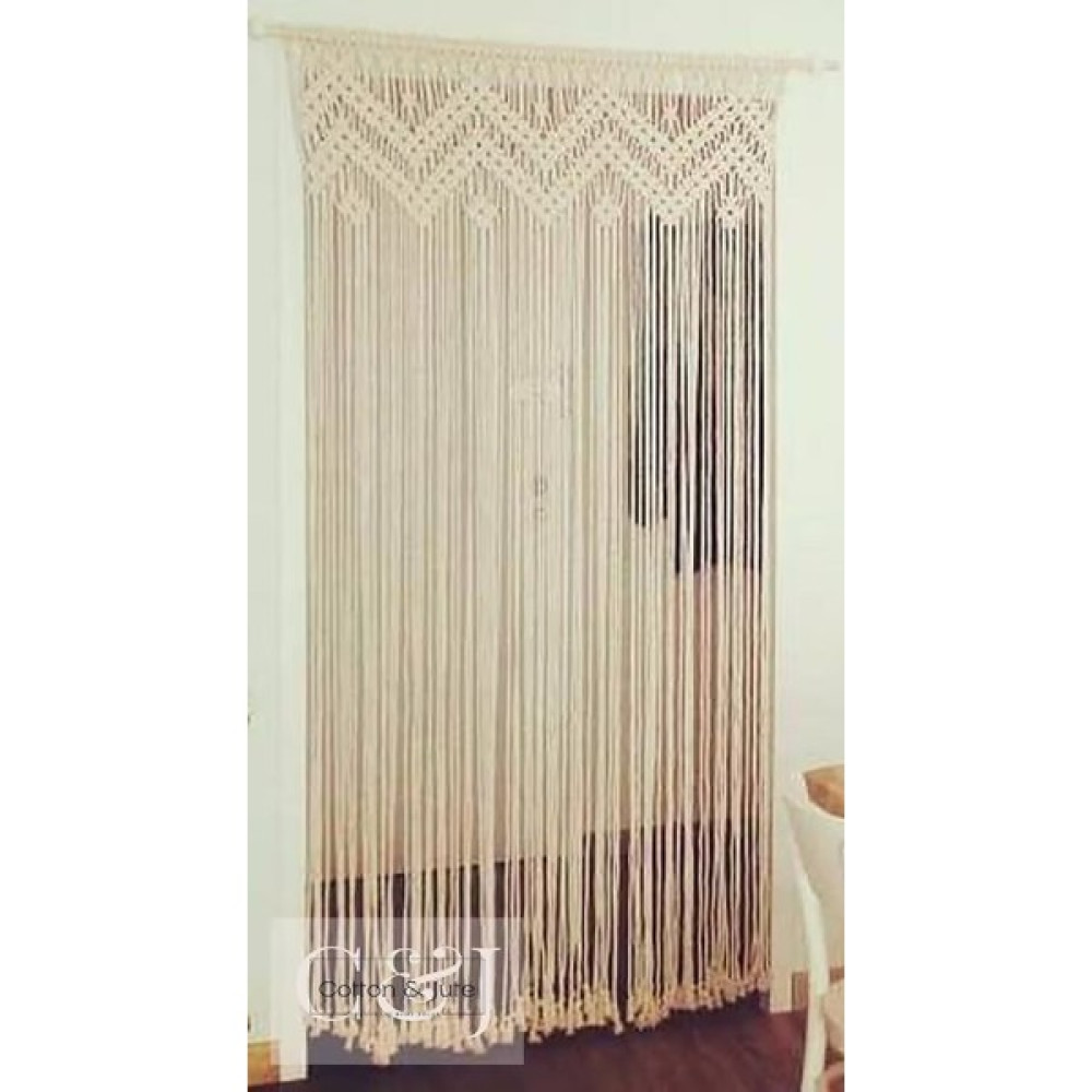 Makrome Dekoratif Kapı Perdesi - 80 x 200 cm - Açık Krem İp Perde Fiyatı
