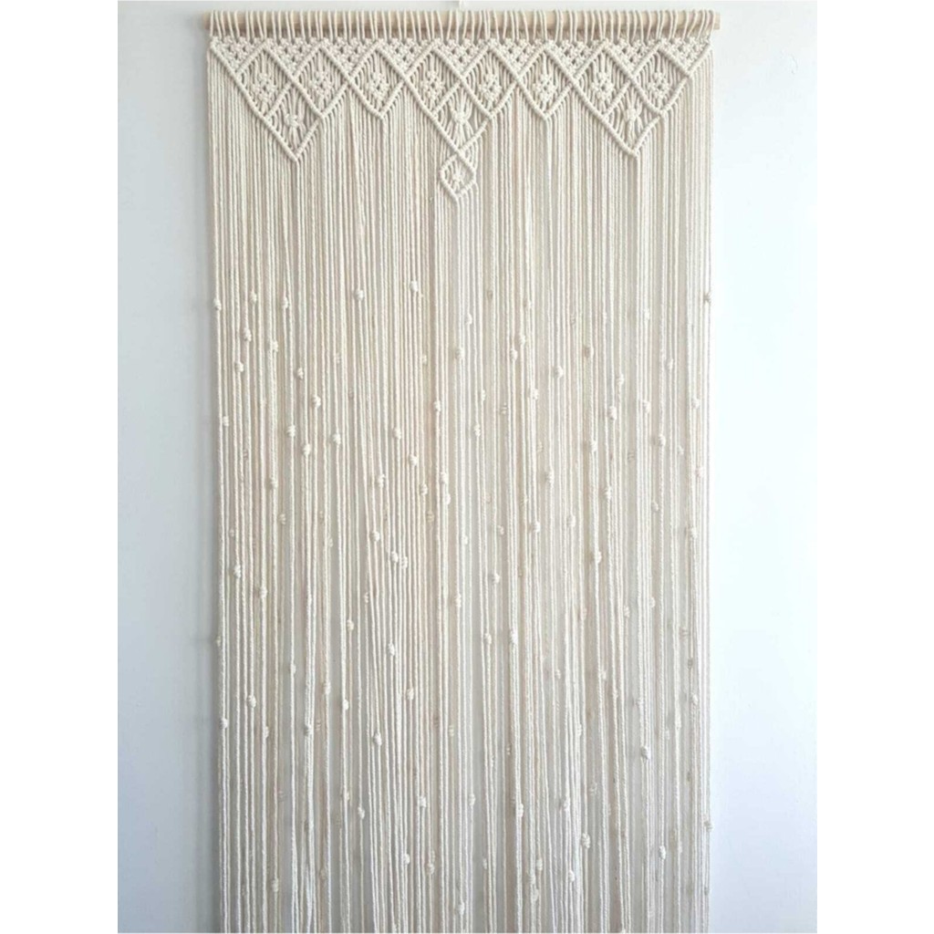 Makrome Kapı Perdesi Kapı Süsü - Ekru - 100 x 200 cm Perde Fiyatı