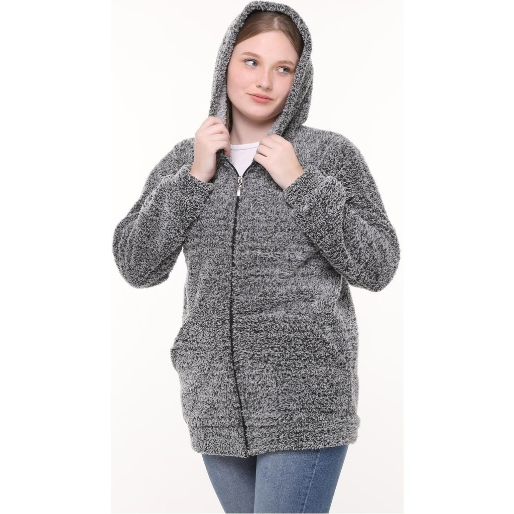 Maksen Tekstil Kapüşonlu Welsoft Peluş Gri Hırka - Cepli Kapüşonlu Fermuarlı Kışlık Peluş Gri Hırka Ceket Anne Bebek Oyuncak Fiyatı
