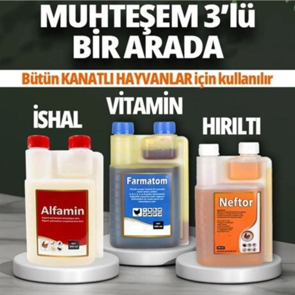 Malatya Yem Farmatom Vitamin-Neftor Hırıltı-Alfamin Ishal 3*500ML Evcil Hayvan Ürünleri Fiyatı