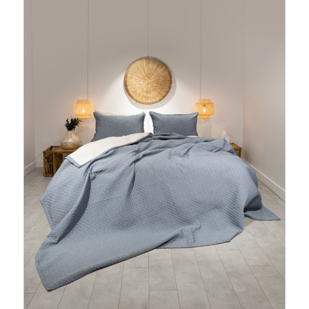 Malea Lacivert Tek Kişilik Yatak Örtüsü 170x230 1 Yastık 50x70 5005 - 170 x 230 cm Yatak Örtüsü Fiyatı
