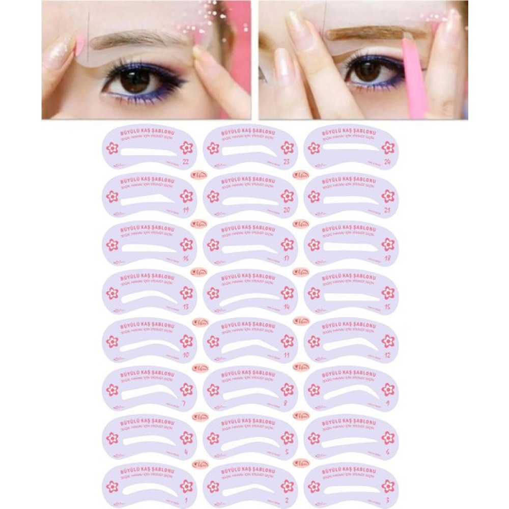 Malinka Yeniden Kullanılabilir 24 Adet Kaş Şablonu Şekillendirici 10 Ad Eyeliner Sticker Makyaj Seti Kalıp Makyaj Ürünleri Fiyatı