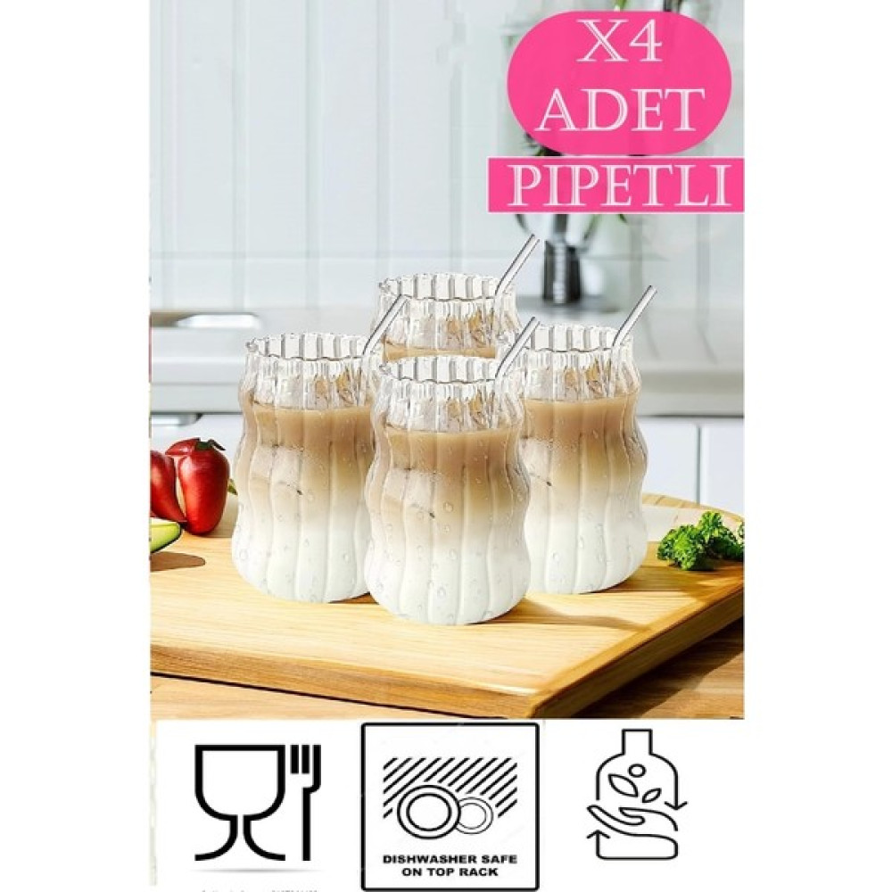 Mallame 4’Lü Pipetli Kleemeiero Sunum Bardağı Meşrubat Kahve Soğuk Içecek  Bardak 500 Ml Oto Boyaları Fiyatı
