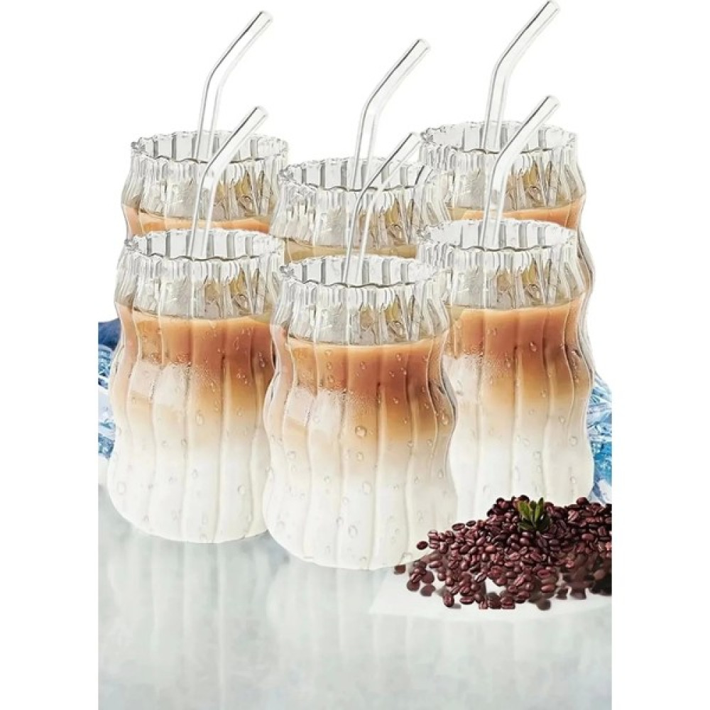 Mallame 6'lı Pipetli Sukabağı Şekli Latte Bardak Seti Iskandinav Tarz Cam Bardak Fincan / Bardak / Kahve Takımı Fiyatı