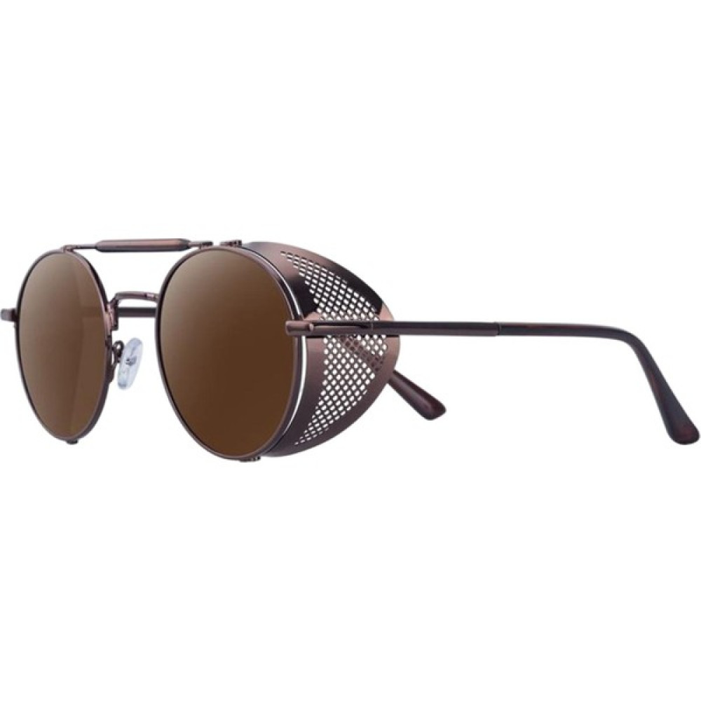 Malory Yuvarlak Steampunk Güneş Gözlüğü UV400 Koruma Yan Kalkan Gözlük Unisex Koyu Kahverengi Lens (Yurt Dışından) Kadın Güneş Gözlükleri Fiyatı