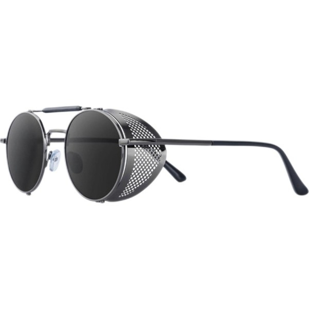 Malory Yuvarlak Steampunk Güneş Gözlüğü UV400 Koruma Yan Kalkan Gözlükleri Unisex Gri Lens Gri Çerçeve (Yurt Dışından) Kadın Güneş Gözlükleri Fiyatı
