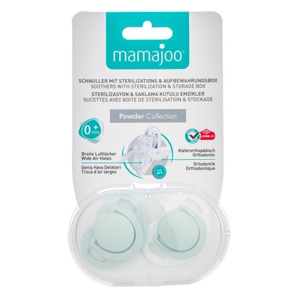 Mamajoo Emzik Saklama Kutulu Powder Green Desenli 0 Ay+ Eczane Özel - Yeşil - Yenidoğan Emzik Fiyatı