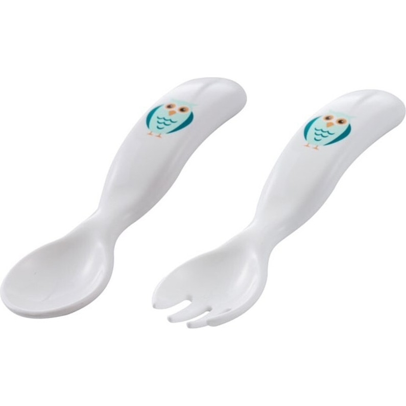 Mamajoo Ergonomik Beslenme Kaşık Çatal Seti Beyaz & Baykuş, 6 Ay+ İkili - Baykuş Mama Seti Fiyatı