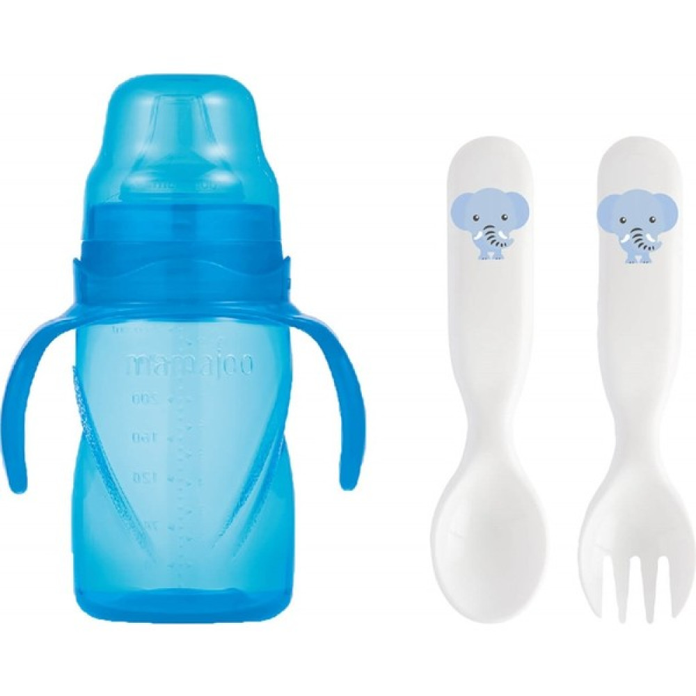 Mamajoo Kulplu Eğitici Bardak 270 ml & Fil Desenli Kaşık Çatal Seti / Mavi Biberon Fiyatı